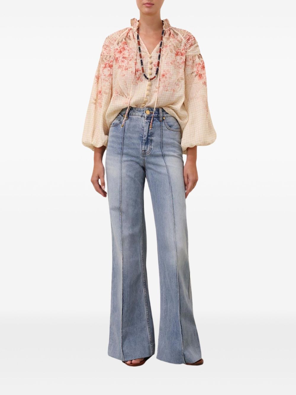 Zimmermann Floral Print Illuminate Blouse Beige