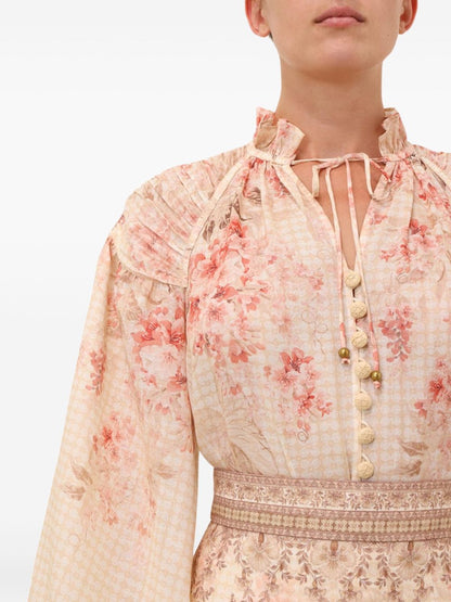 Zimmermann Floral Print Illuminate Blouse Beige