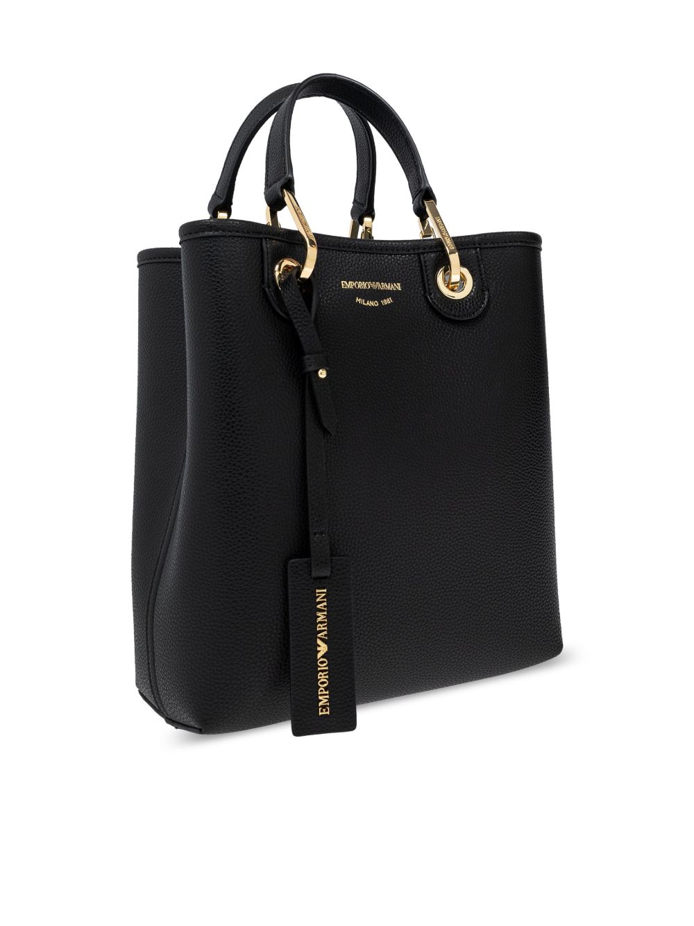 Emporio Armani Deer-Print MyEA Vertical Shopper Bag Black