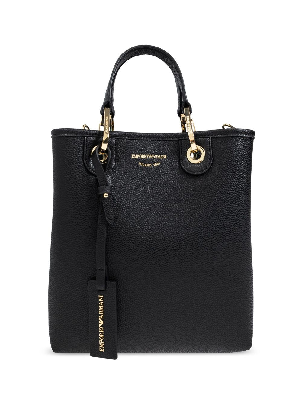 Emporio Armani Deer-Print MyEA Vertical Shopper Bag Black