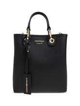 Emporio Armani Deer-Print MyEA Vertical Shopper Bag Black
