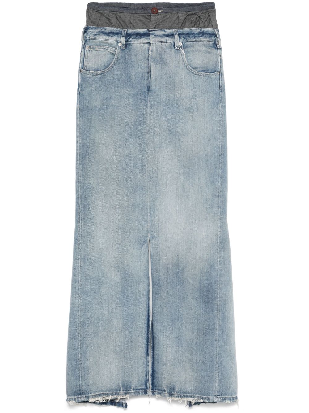 Maison Margiela Denim Cotton Maxi Skirt Blue