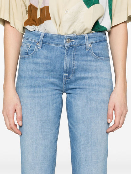 Seven Clear Blue Cropped Straight-Leg Jeans Clear Blue