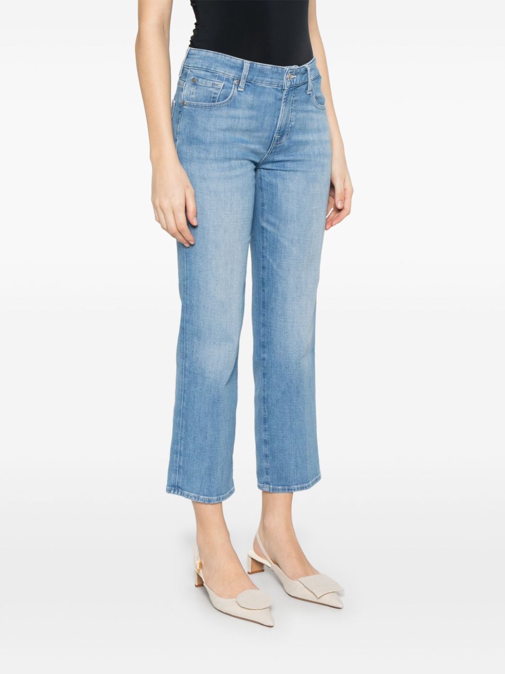 Seven Clear Blue Cropped Straight-Leg Jeans Clear Blue