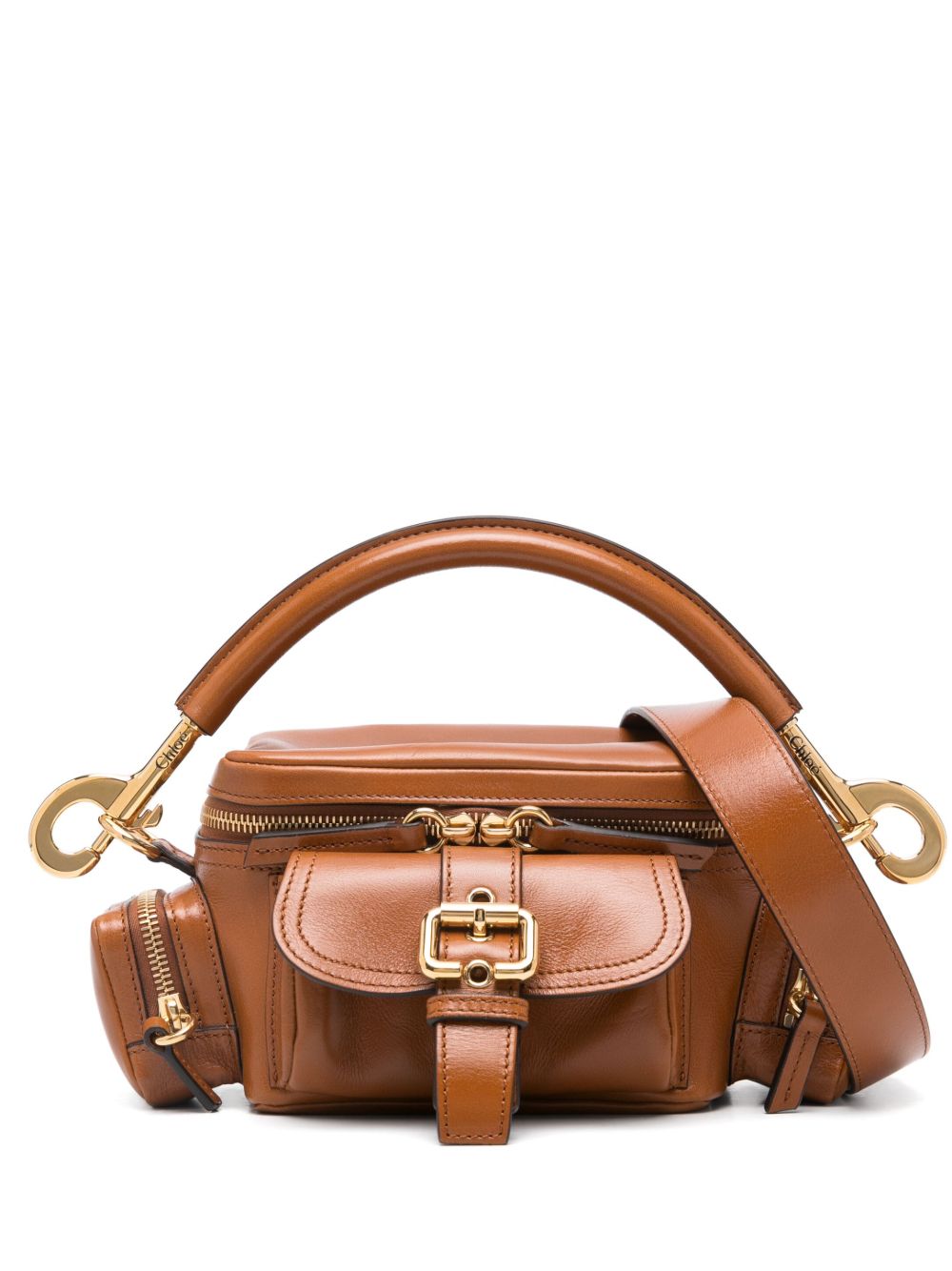 Chloé Small Leather Camera Tote Bag Brown