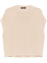 Fabiana Filippi Crewneck Linen-Blend Sweater with Sequin Embellishments Beige