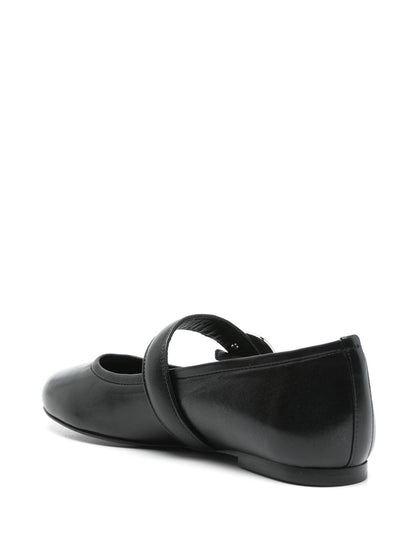 Coperni Flat Leather Ballet Flats with Logo Buckle Black