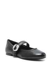 Coperni Flat Leather Ballet Flats with Logo Buckle Black