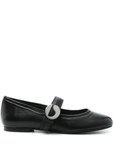 Coperni Flat Leather Ballet Flats with Logo Buckle Black