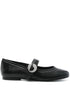 Coperni Flat Leather Ballet Flats with Logo Buckle Black