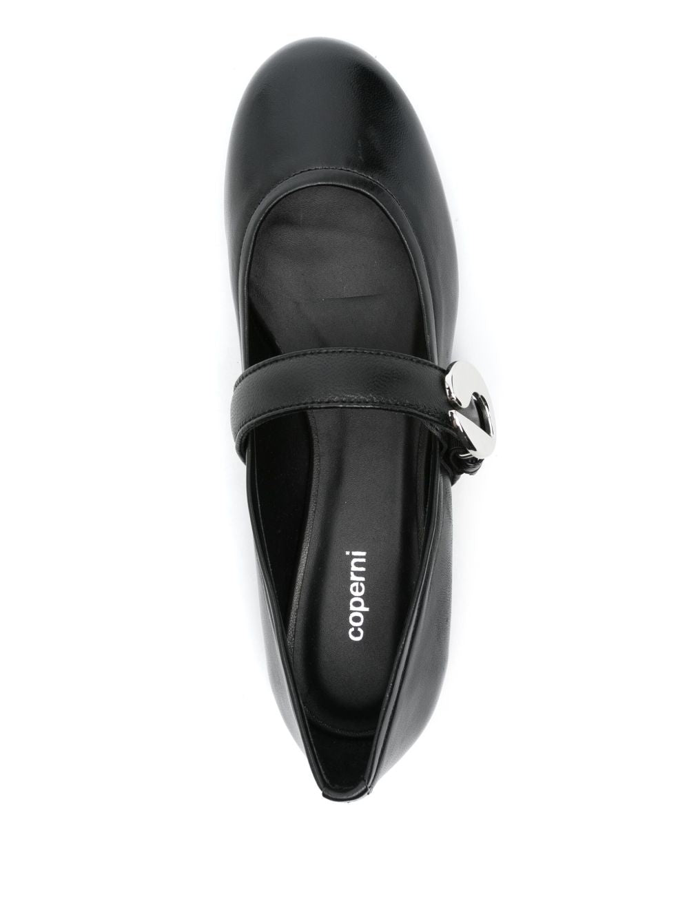 Coperni Flat Leather Ballet Flats with Logo Buckle Black