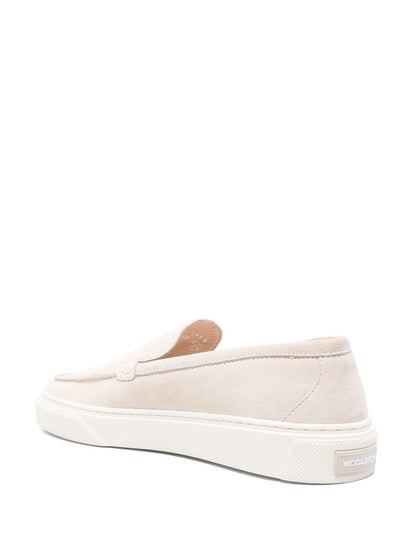Woolrich Suede Slip-On Sneakers with Moc Stitching Beige