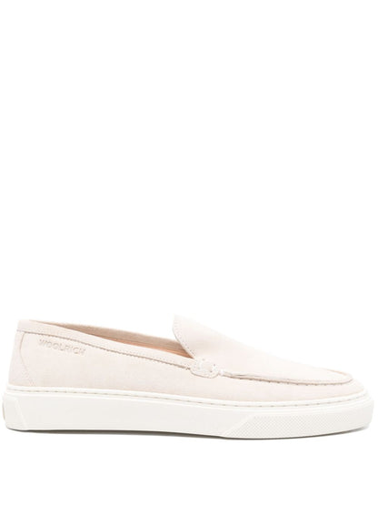 Woolrich Suede Slip-On Sneakers with Moc Stitching Beige
