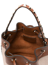 Valentino Garavani Rockstud Canvas Bucket Bag Leather Brown