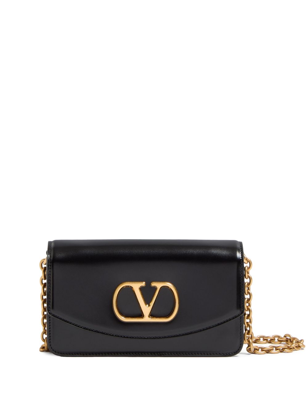 Valentino Garavani VLogo Signature Vain Small Leather Shoulder Bag Black