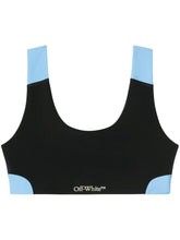 Off White Logo Colour-Block Scoop-Neck Bra Black