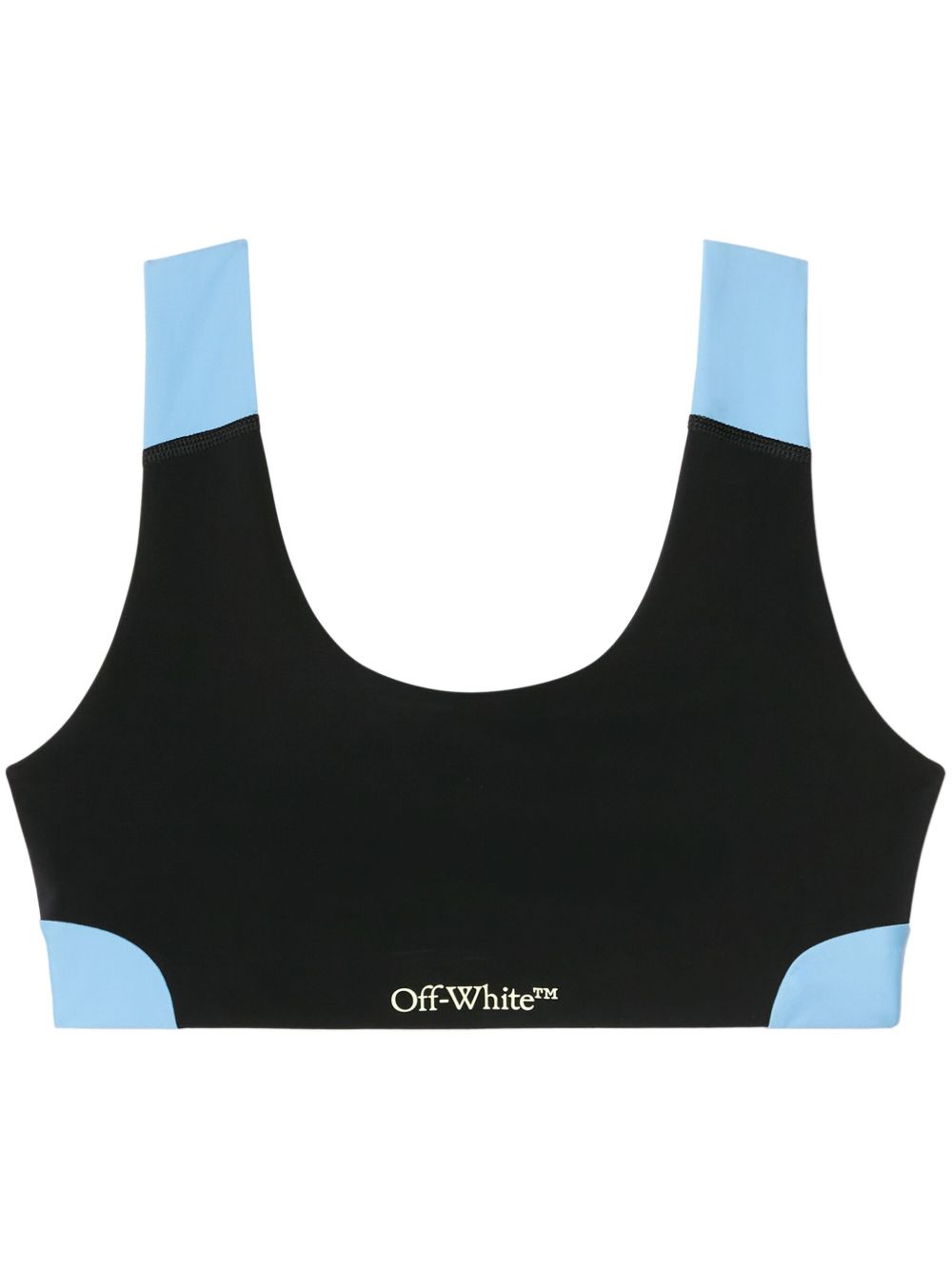 Off White Logo Colour-Block Scoop-Neck Bra Black