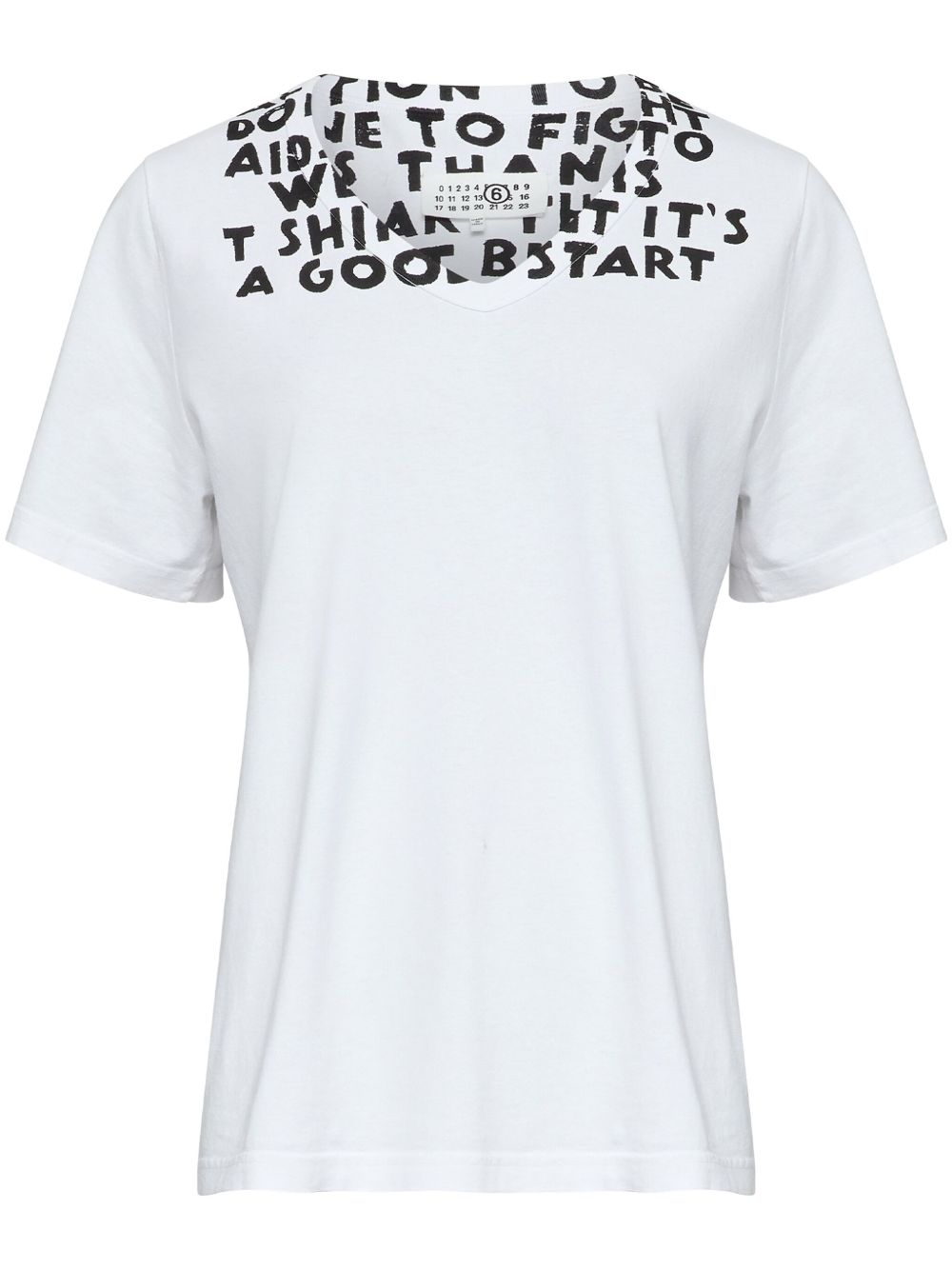 MM6 Maison Margiela V-Neck Printed Cotton T-Shirt White