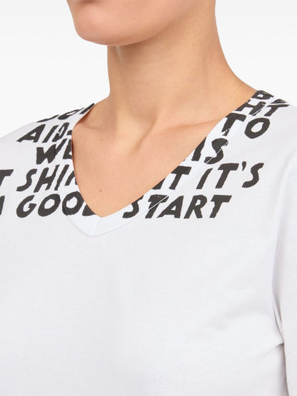 MM6 Maison Margiela V-Neck Printed Cotton T-Shirt White