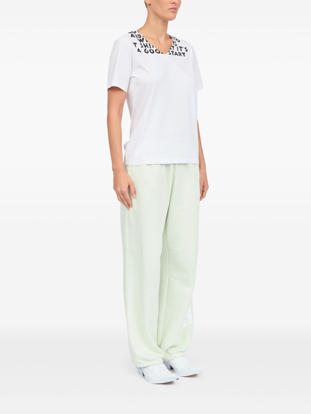 MM6 Maison Margiela V-Neck Printed Cotton T-Shirt White