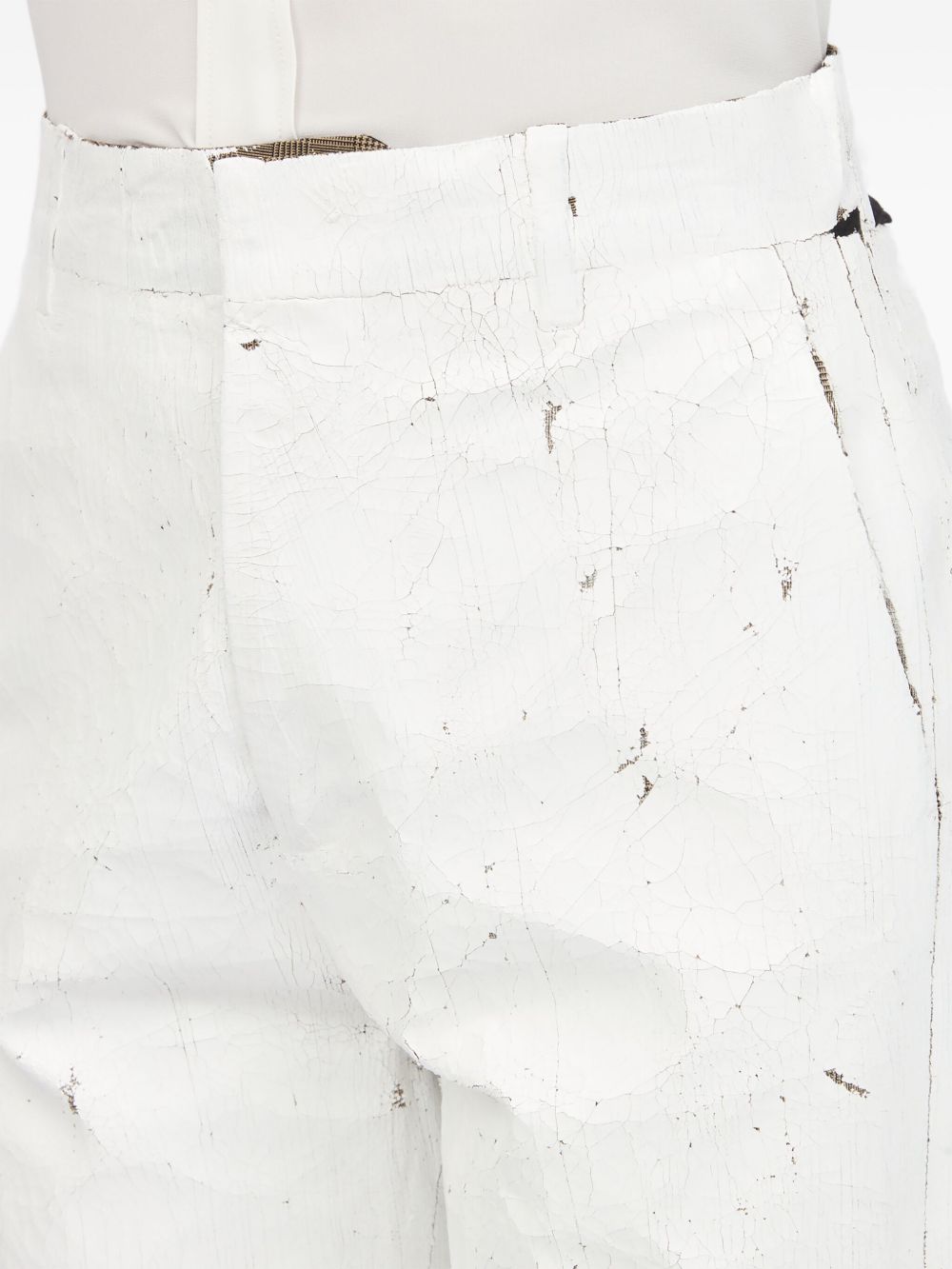 MM6 Maison Margiela High-Rise Waxed Trousers White