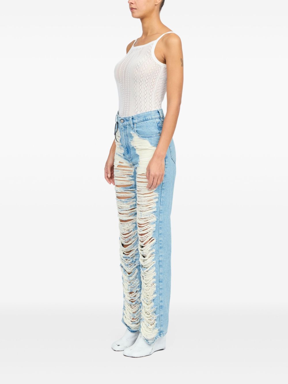 MM6 Maison Margiela Clear Blue Classic Straight-Leg Denim Jeans Clear Blue