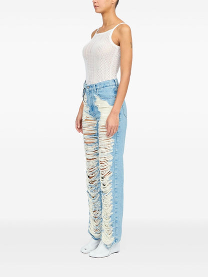 MM6 Maison Margiela Clear Blue Classic Straight-Leg Denim Jeans Clear Blue