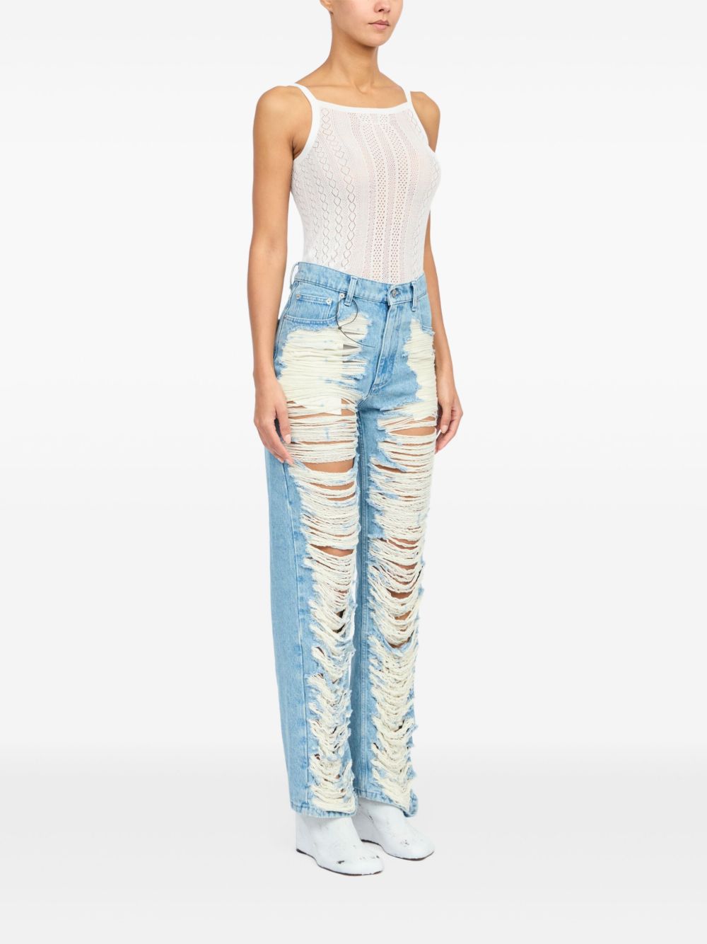 MM6 Maison Margiela Clear Blue Classic Straight-Leg Denim Jeans Clear Blue