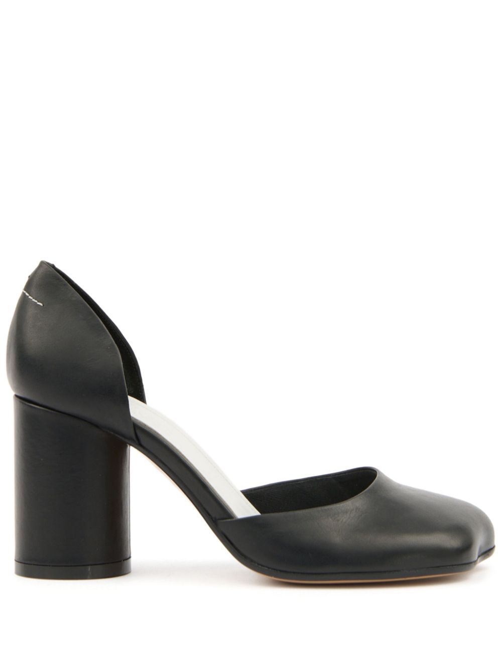 MM6 Maison Margiela With Heel Asymmetric Toe Black Leather Pumps Black