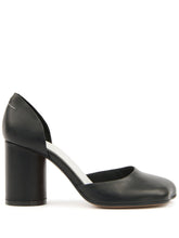 MM6 Maison Margiela With Heel Asymmetric Toe Black Leather Pumps Black