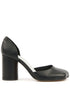 MM6 Maison Margiela With Heel Asymmetric Toe Black Leather Pumps Black
