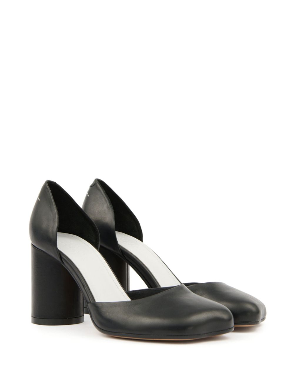 MM6 Maison Margiela With Heel Asymmetric Toe Black Leather Pumps Black