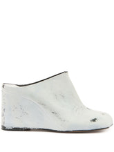 MM6 Maison Margiela Asymmetric Toe Leather Wedge Heel Sandals White