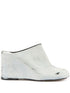 MM6 Maison Margiela Asymmetric Toe Leather Wedge Heel Sandals White