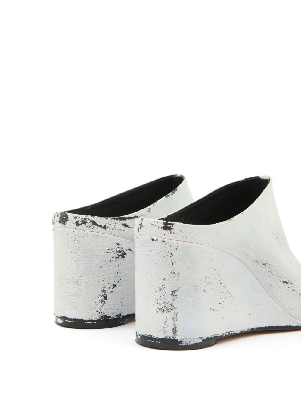 MM6 Maison Margiela Asymmetric Toe Leather Wedge Heel Sandals White