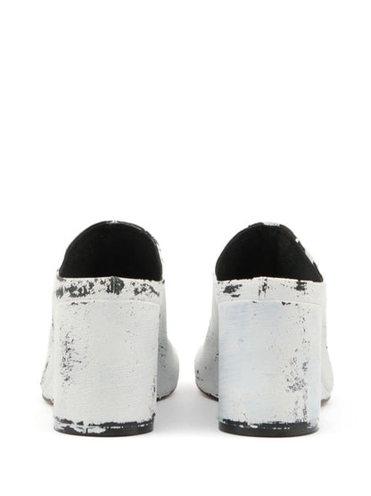 MM6 Maison Margiela Asymmetric Toe Leather Wedge Heel Sandals White
