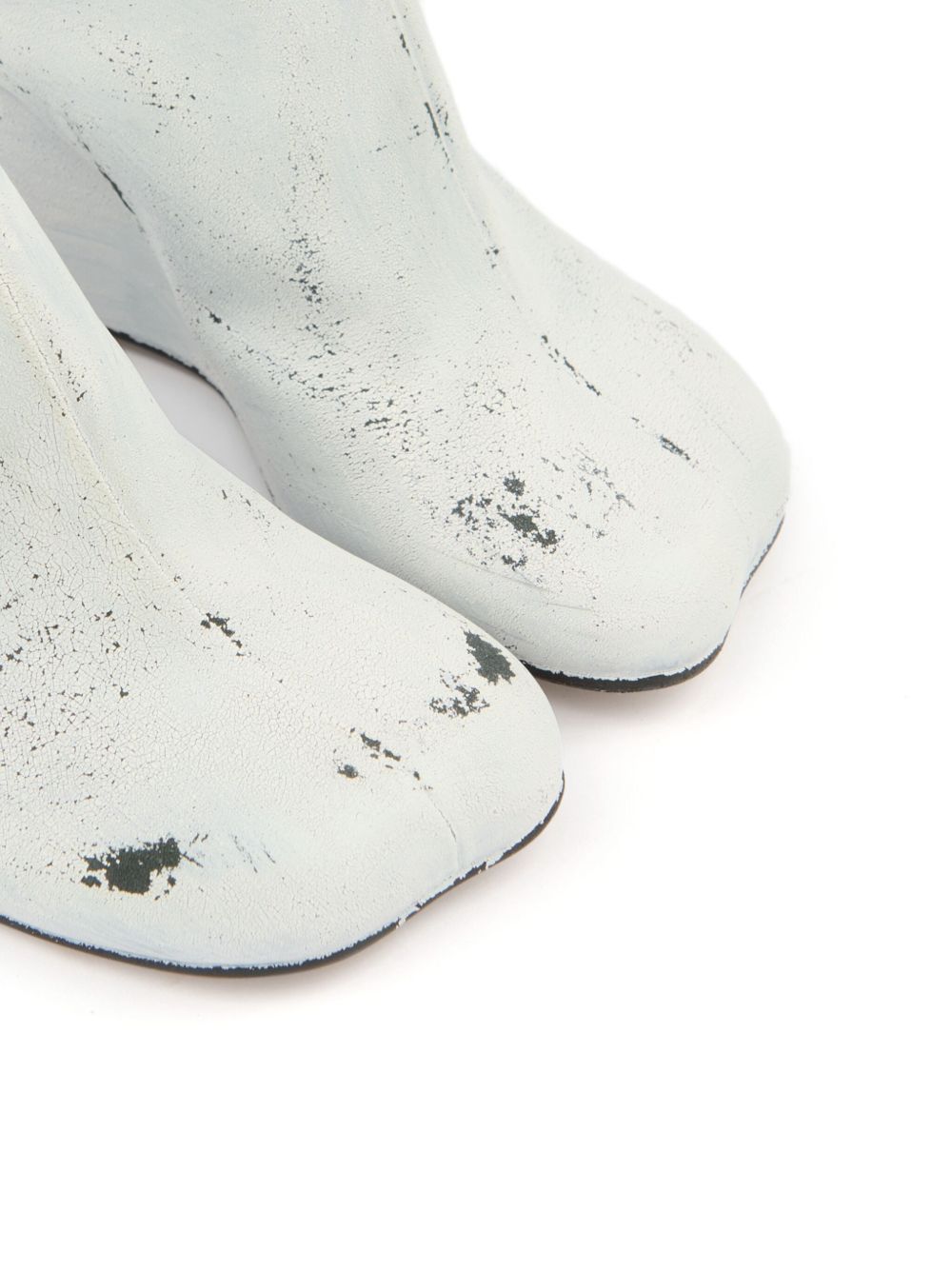 MM6 Maison Margiela Asymmetric Toe Leather Wedge Heel Sandals White