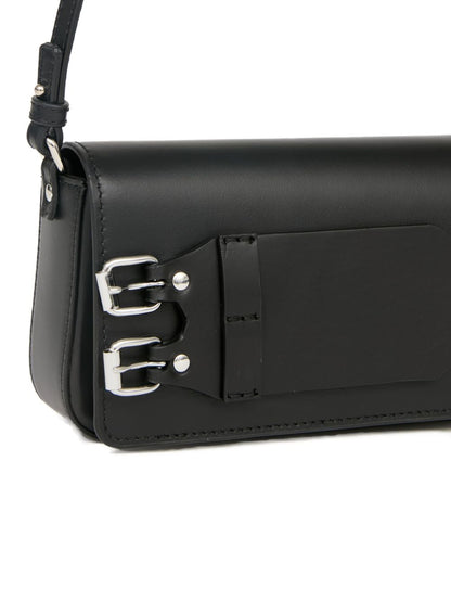 MM6 Maison Margiela Small Foldover Leather Shoulder Bag Black