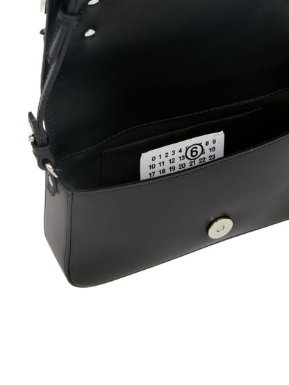 MM6 Maison Margiela Small Foldover Leather Shoulder Bag Black