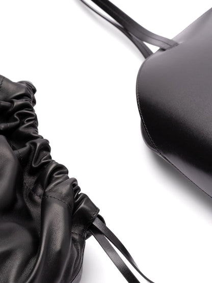 Jil Sander Leather Curve Medium Tote Bag Black