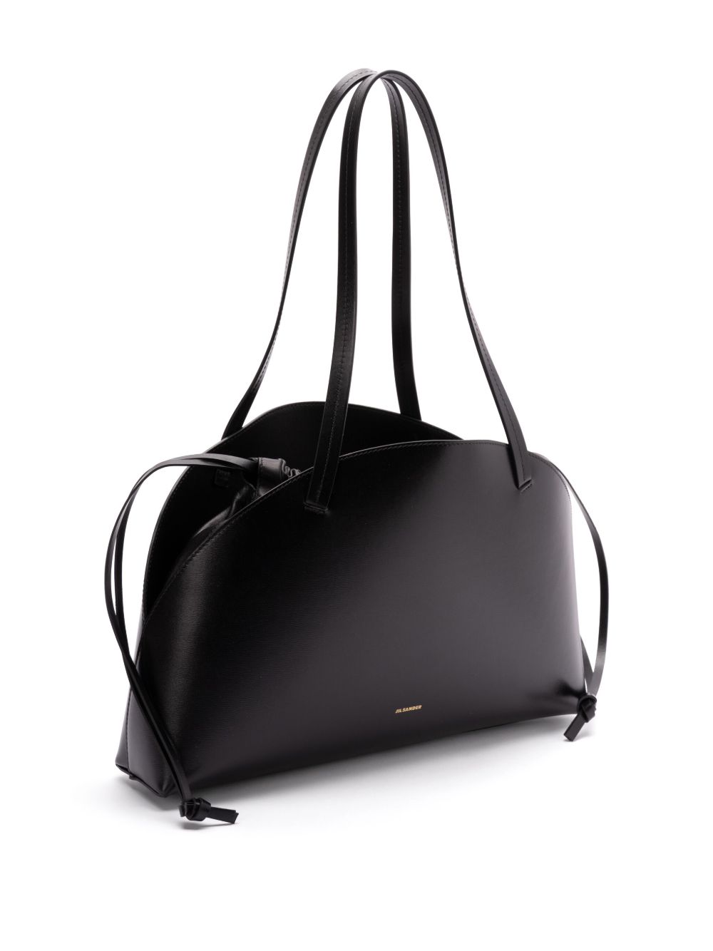 Jil Sander Leather Curve Medium Tote Bag Black