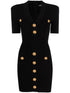 Balmain short knitted dress with golden buttons black