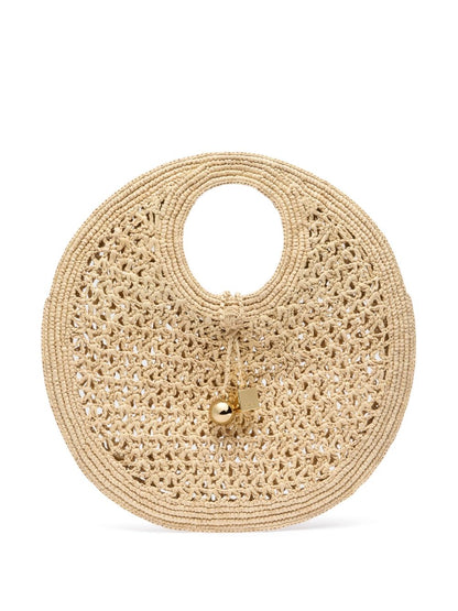 JACQUEMUS The Small Round Spiaggia Rafia Handbag Beige
