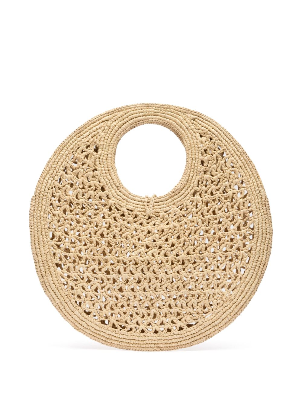 JACQUEMUS The Small Round Spiaggia Rafia Handbag Beige