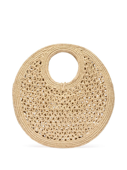 JACQUEMUS The Small Round Spiaggia Rafia Handbag Beige