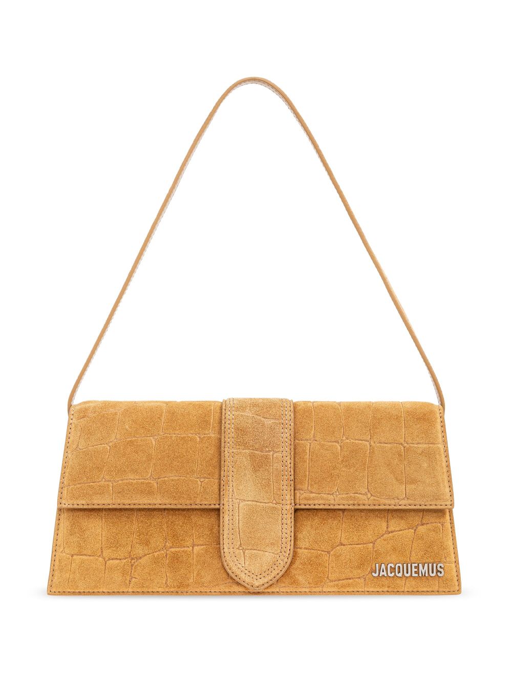 JACQUEMUS Bambino Croc-Effect Foldover Shoulder Bag Camel