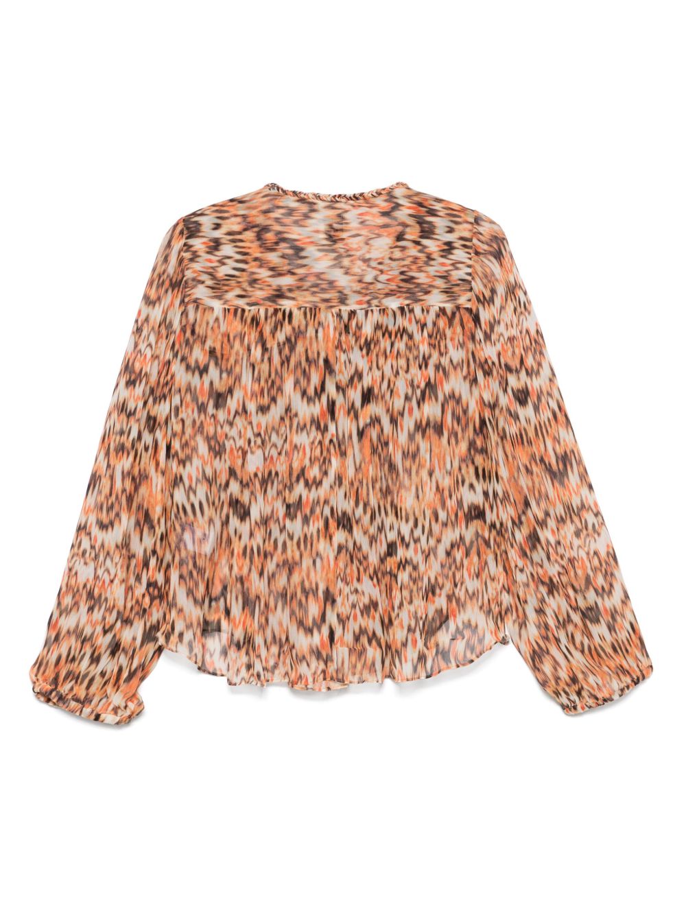 Isabel Marant Ametissa Ruched Silk Semi-Sheer Blouse Orange