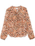 Isabel Marant Ametissa Ruched Silk Semi-Sheer Blouse Orange