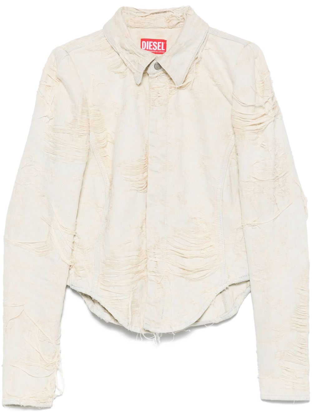 Diesel Denim Cotton Distressed Shirt Grey