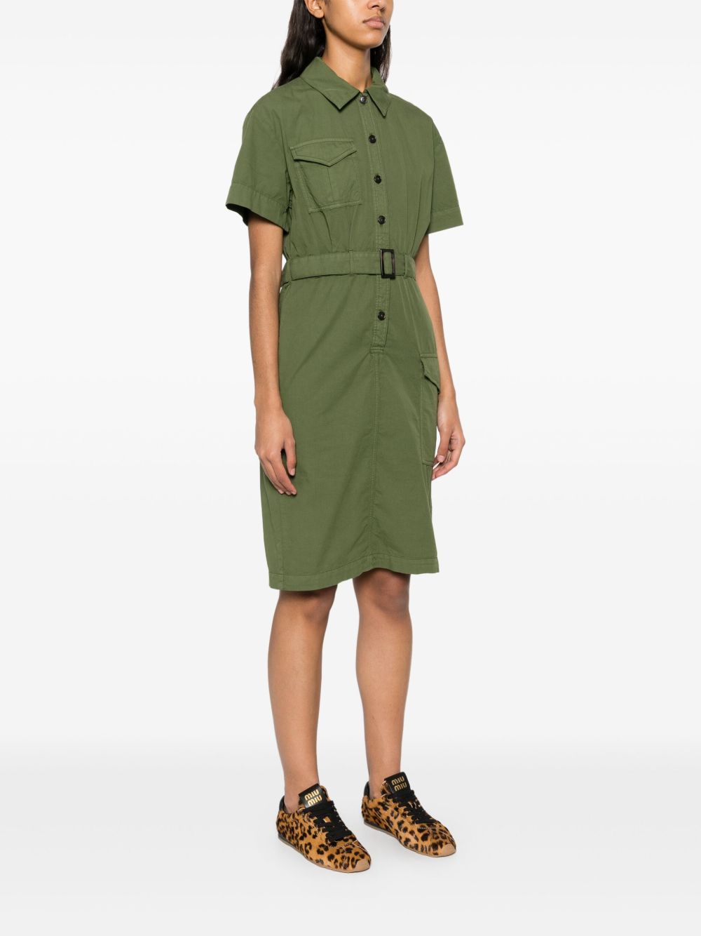 Woolrich Belted Midi Dress Green